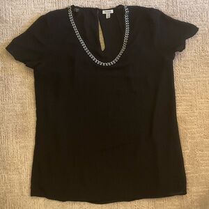 🖤 ✨ Tristan Black Blouse Lined M Elegant Minimalist Timeless Classic Office